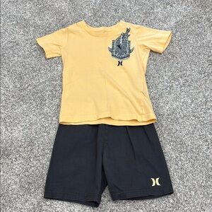 Hurley Shark Tee and Gray Shorts Set